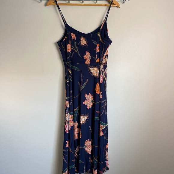 LOFT Navy Floral Midi Dress - Picture 5 of 14